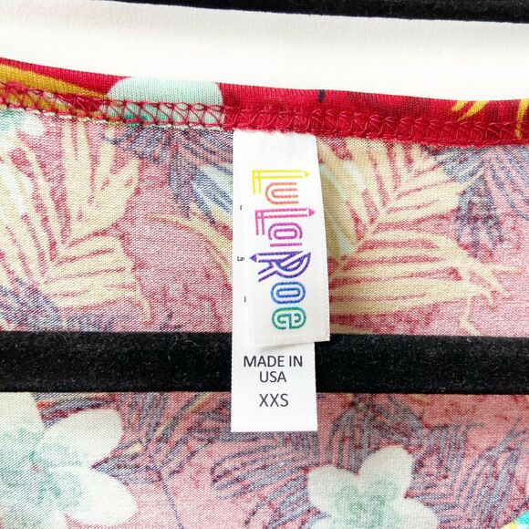 Lularoe XXS NWT Womens Unicorn Perfect T Red Flower Print Top - Picture 4 of 7